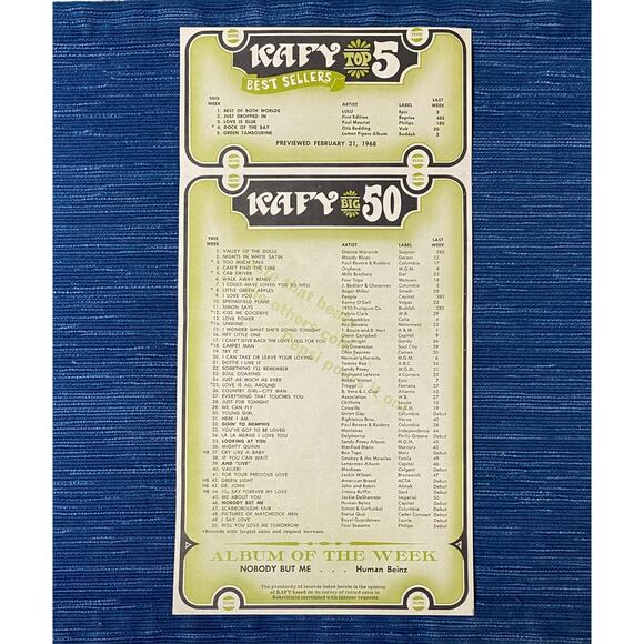 VTG 1968 Radio Station KAFY Music Survey Bakersfield CA Sonny & Cher Concert Ad2 - Picture 2 of 2